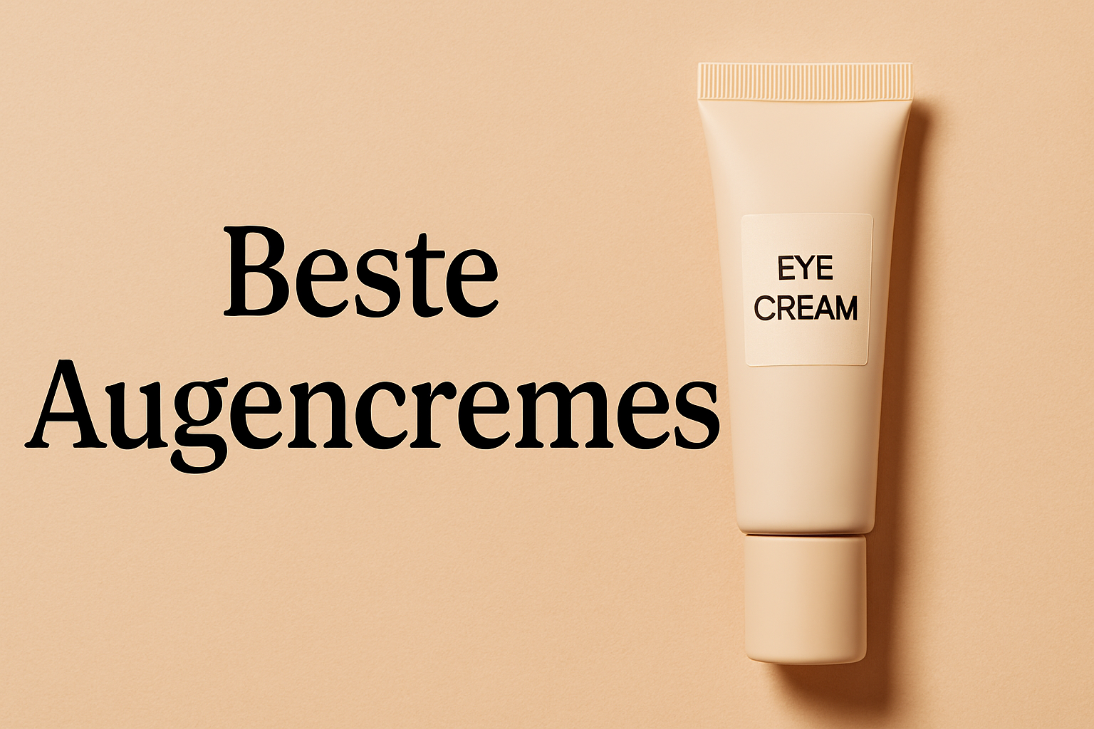 Beste Augencremes 2025 – Eye Cream Tube auf beigem Hintergrund mit Schriftzug