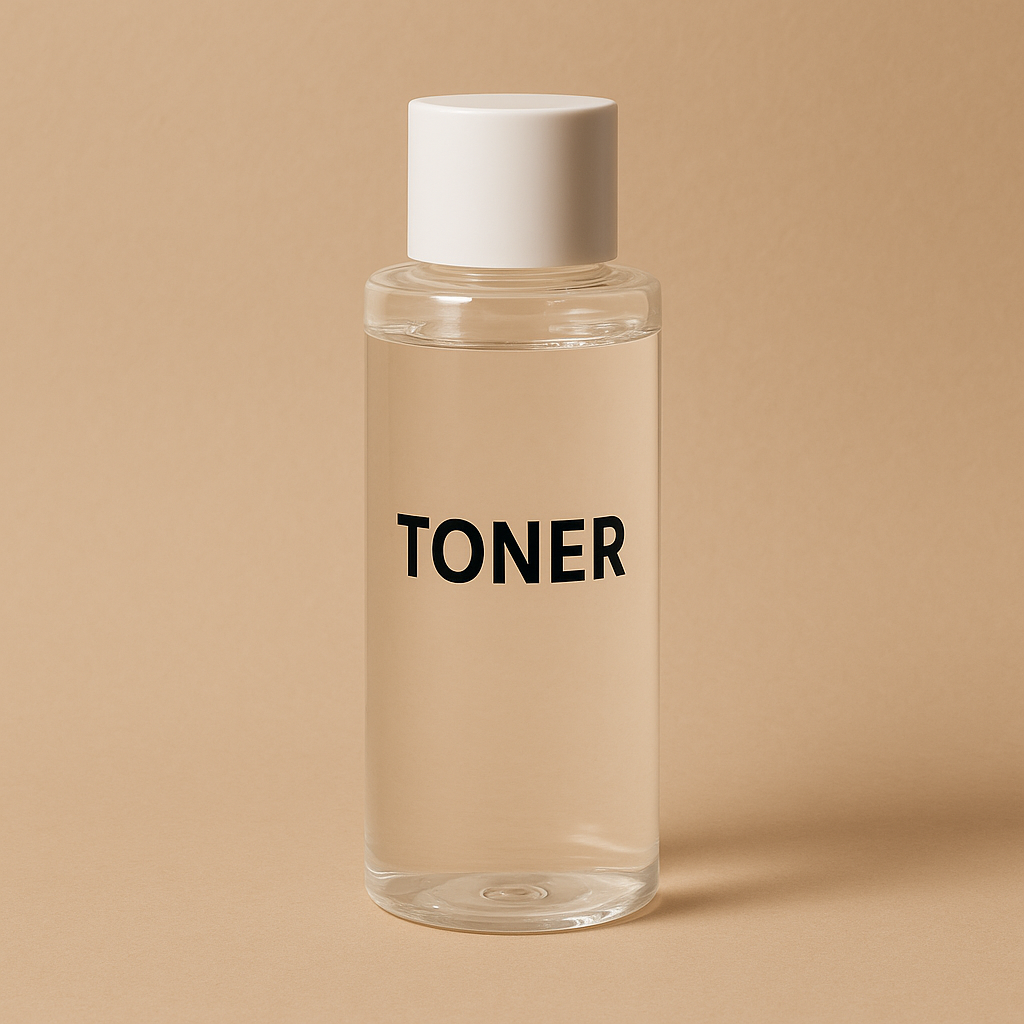 Minimalistische Flasche Gesichtswasser auf beigem Hintergrund – die besten Gesichtswasser 2025